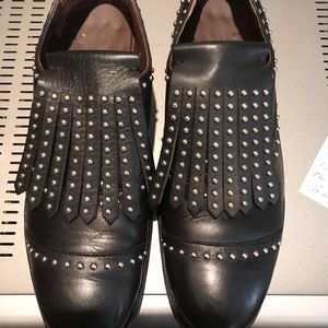 Leather studded fray loafer